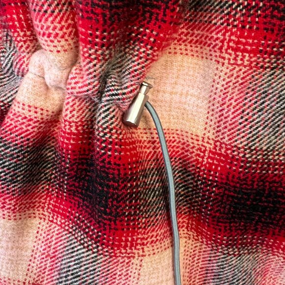 Sundance Red Plaid Wool Blend Puffer Coat 3/4 Sleeve Size L - Picture 5 of 7